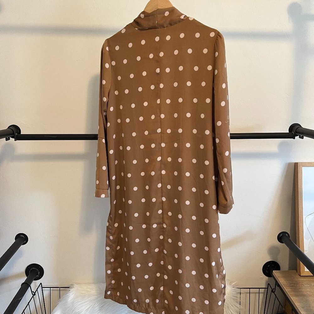 NWT Anthropologie BB Dakota Brown & White Polka Dot Duster S - Picture 8 of 9